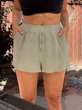 Sage Green Cotton Shorts